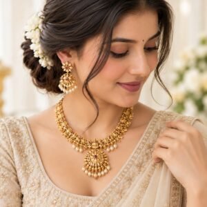 Kundan Pearl Bridal Necklace Set